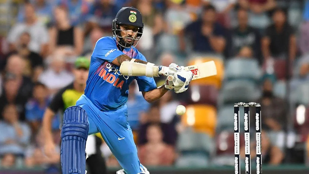 Shikhar Dhawan in action for India in T20Is. 