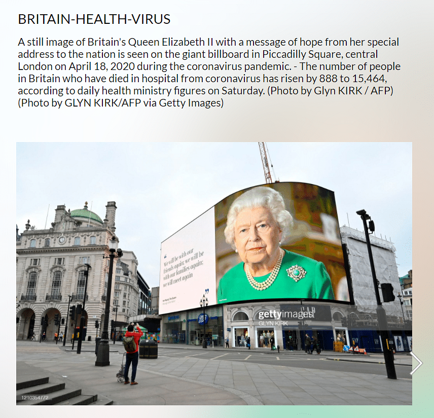 The original image dates back to April 2020 when a billboard was put up in London with the Queen’s message of hope.