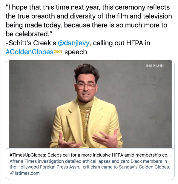 DanLevy's acceptance speech has been hailed by many.