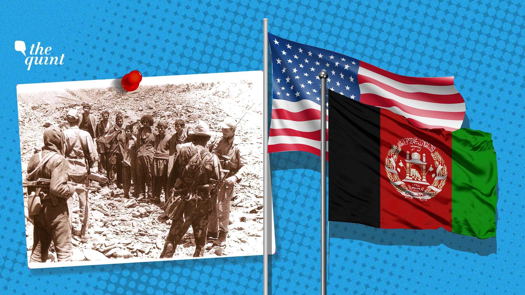Image of Soviet-Afghan war (L), US and Afghan flags (R) used for representational purposes.