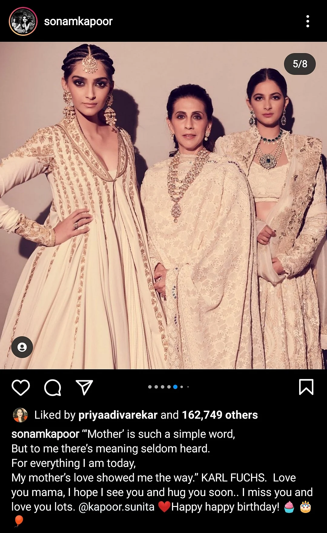 Anil Kapoor, Sonam and Rhea Wish Sunita Kapoor on Her Birthday