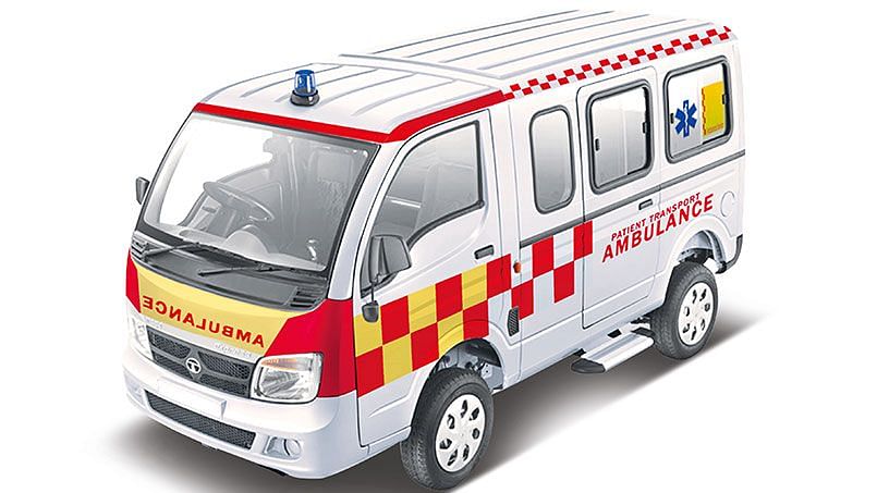 Tata Magic Express Ambulance comes with  essential equipment including an auto-loading stretcher, medical cabinet, etc. Image used for representation purpose.
