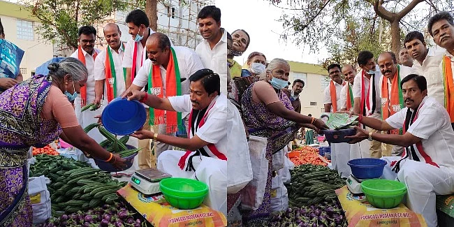 KR Jayaram sells vegetables.