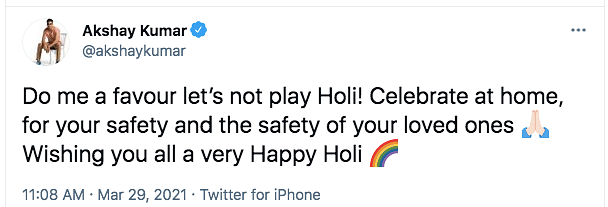Bollywood celebs wish fans on Holi.