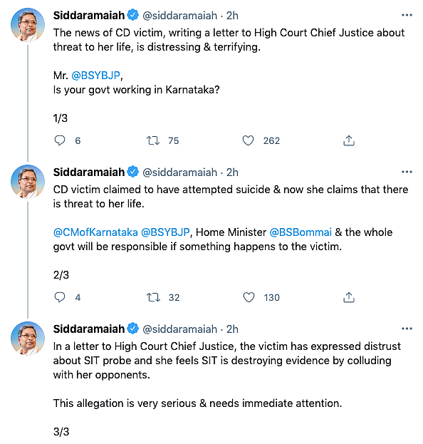 Jarkiholi Case | ‘Distressing’: Siddaramaiah on Woman’s Note to HC