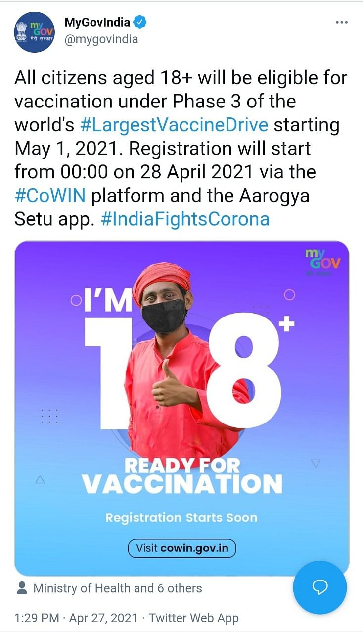 The  timing was changed from “00.00 on 28 April” to 4 pm after citizens were unable to register.