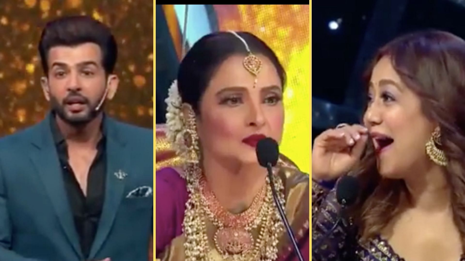 <div class="paragraphs"><p>Jay Bhanushali, Rekha and Neha Kakkar in an episode of Indian Idol 12.</p></div>