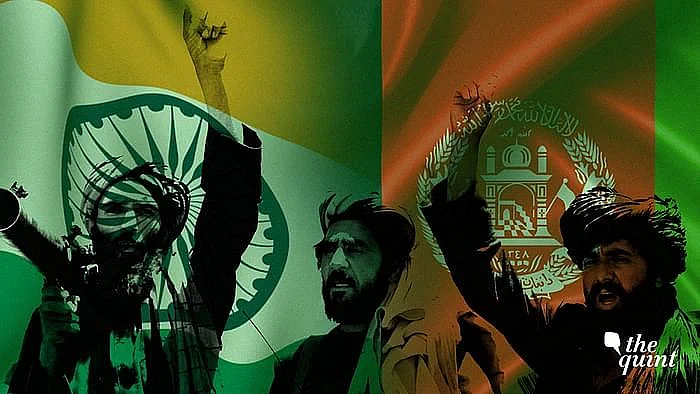 Image of India &amp; Afghanistan’s flags (background) and Afghan Taliban used for representational purposes.