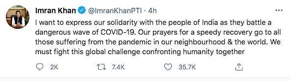 “Our prayers for a speedy recovery go to all those suffering from the pandemic...,” Pakistan PM Imran Khan tweeted.