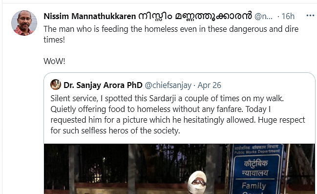Twitter Hails 'Silent Service' of Man Giving Free Food to the Poor