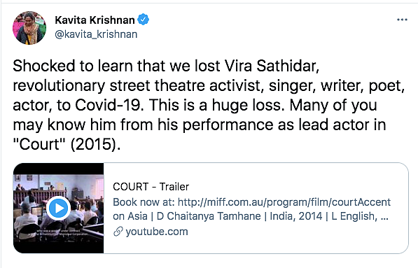 Lead Actor of 'Court', Vira Sathidar, Passes Away Due to COVID-19