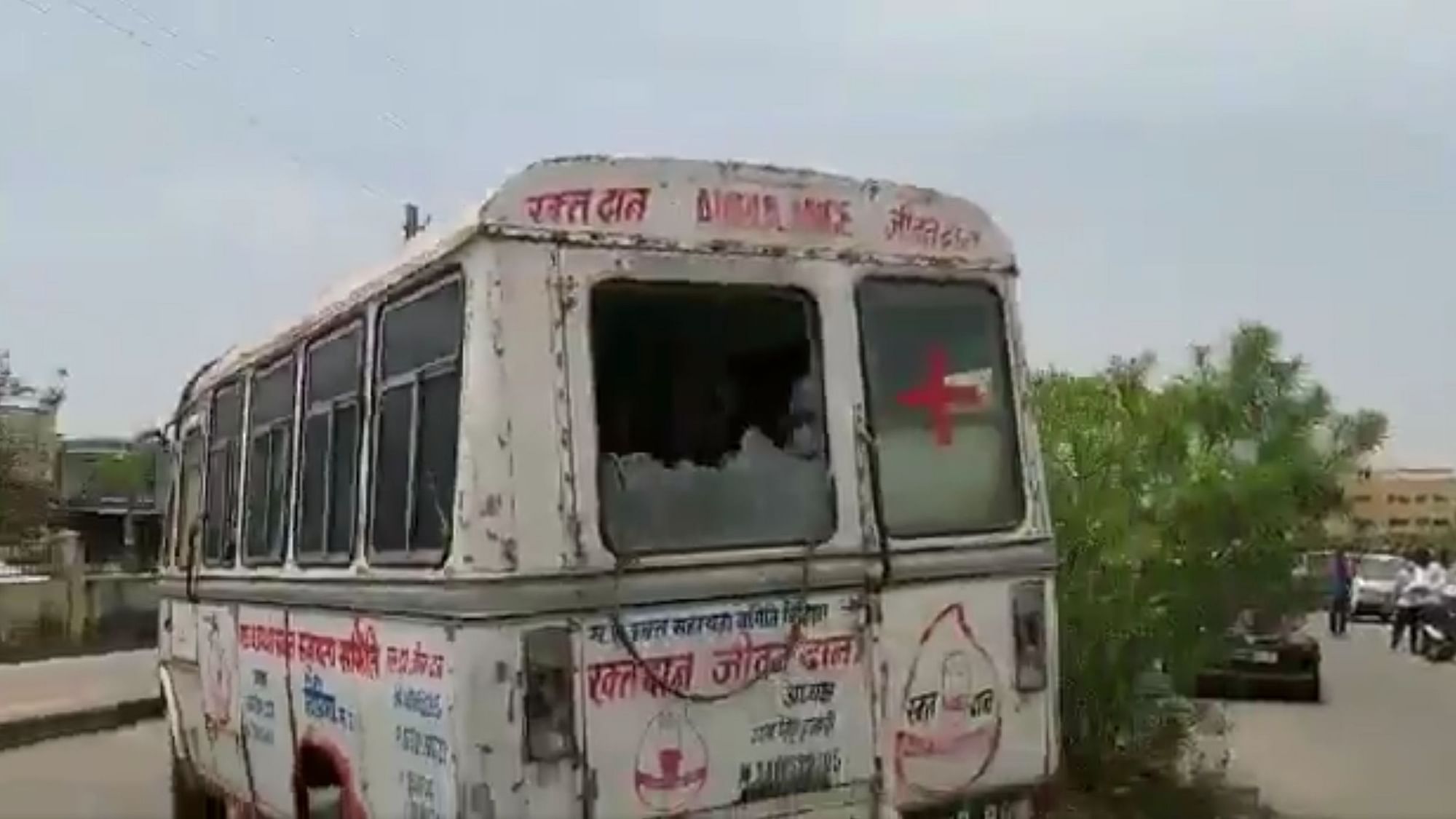 Ambulance on its way out of Vidisha Medical College.