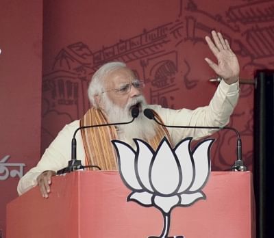 <div class="paragraphs"><p>Kolkata: Prime Minister Narendra Modi at a public meeting during election campaign for State Assembly elections at Barasat in North 24 Parganas in West Bengal </p></div>