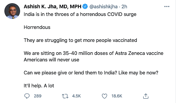 Indian-American Scholar Urges US To Send AstraZeneca Jabs to India