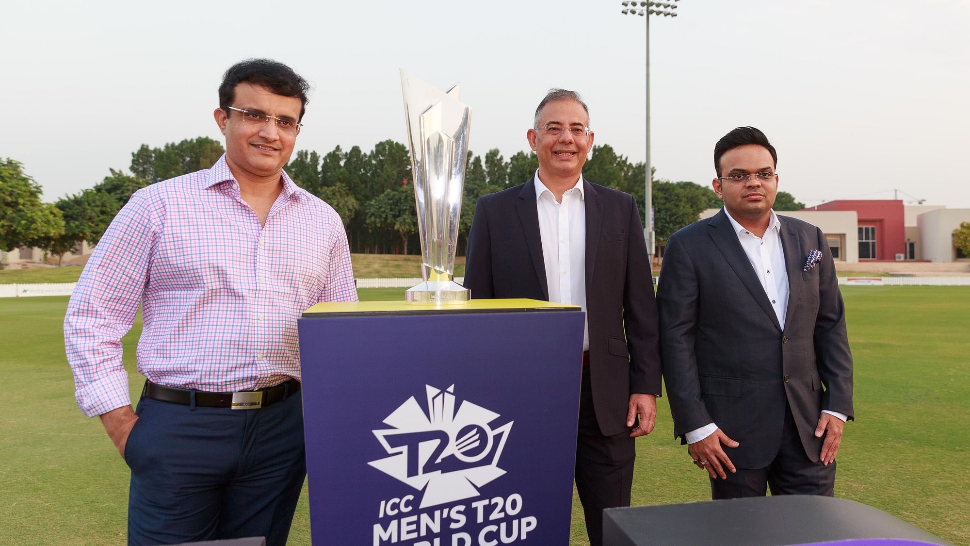 Sourav Ganguly and Jay Shah at an ICC T20 World Cup event last year. India are the official hosts of the 2021 edition.