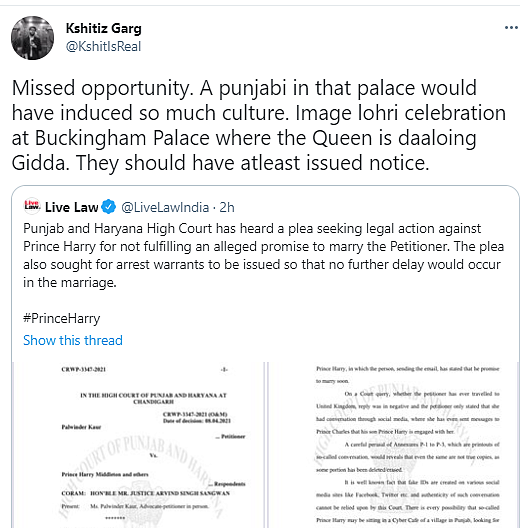 Punjab Woman Tries to Take Prince Harry to Court, Twitter Reacts
