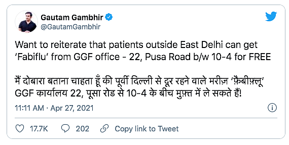 Does Gautam Gambhir Have Licence to Procure Fabiflu, asks Delhi HC