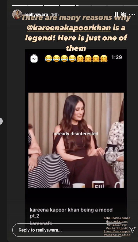 Swara shared a funny fan-made video of Kareena