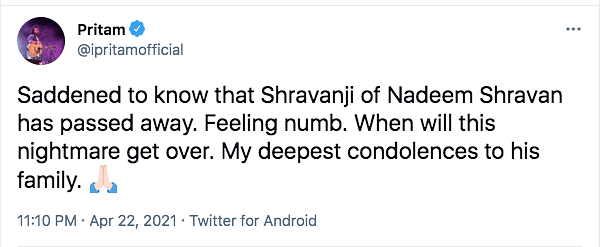 Shravan Rathod of Nadeem-Shravan fame passed away on Thursday after battling COVID-19 at a Mumbai hospital.