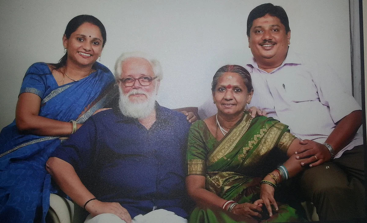 Nambi Narayanan with his wife and daughter.