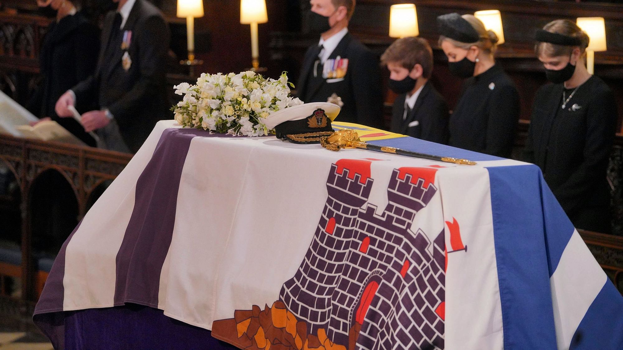 Prince Philip’s coffin has been interred in the royal vault of St George’s Chapel.