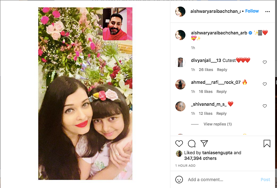 Aishwarya Shares Pic of Her & Abhishek's Virtual Anniversary Party