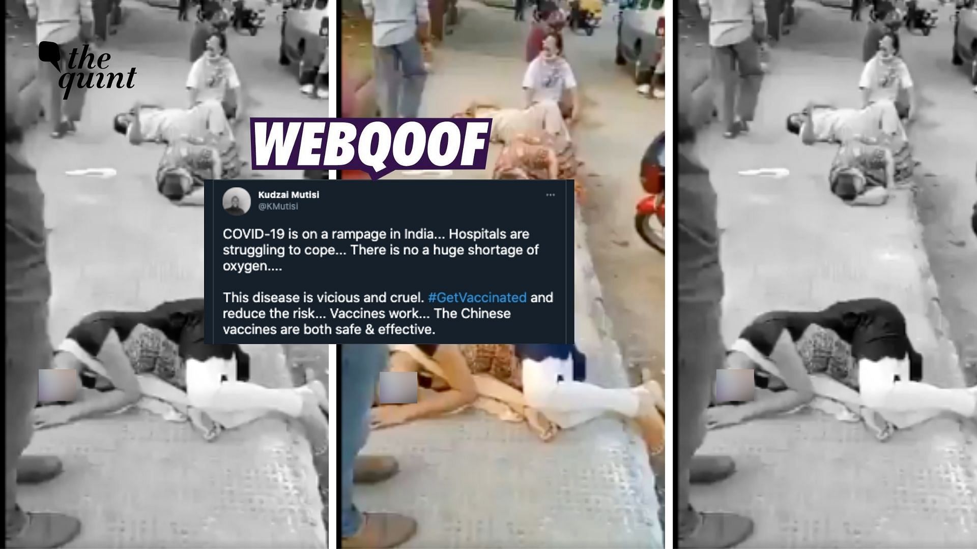 A video showing bystanders falling unconscious on the streets is being shared on social media with a claim that it depicts India’s COVID-19 situation.