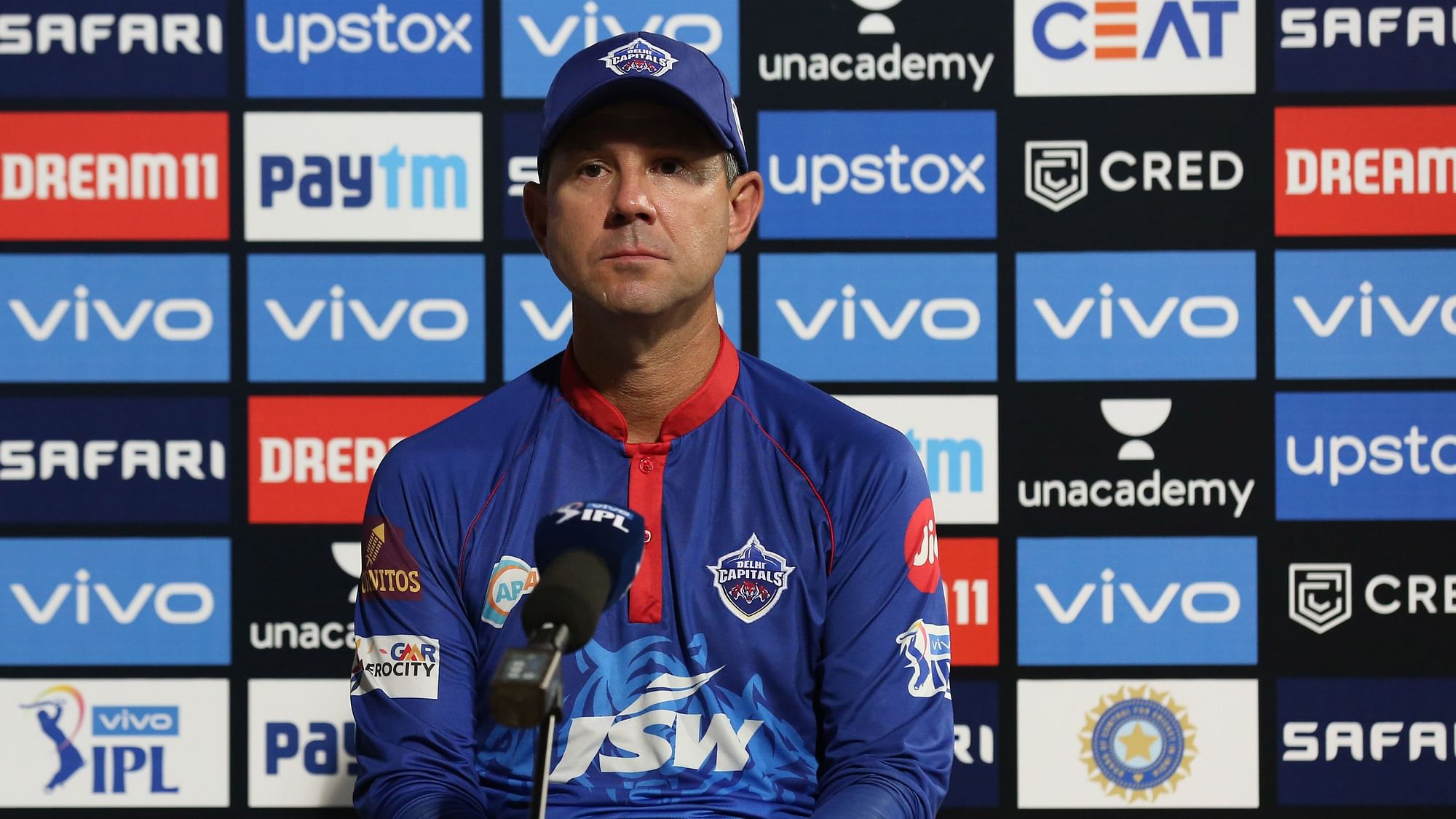 Ricky Ponting addresses a press conference after the defeat against Rajasthan Royals.&nbsp;