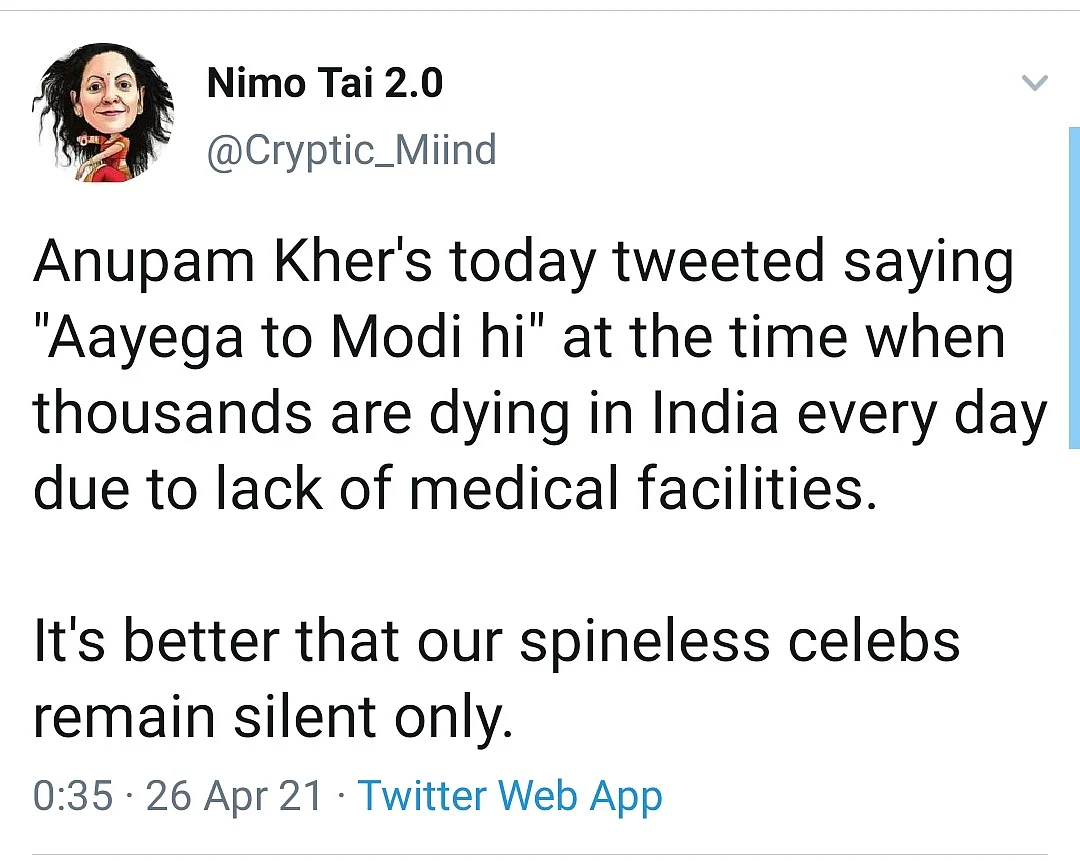 Aayega Modi Hi: Anupam Kher Irks Netizens Amidst Second Wave