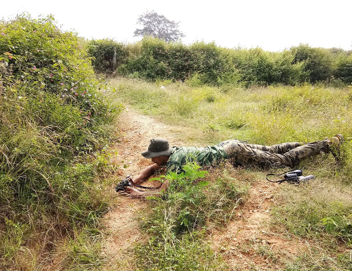Naturalist Yuvan Aves while doing documentation work at Bannerghatta.