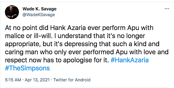 Hank Azaria Apologises For Voicing Apu in 'The Simpsons'