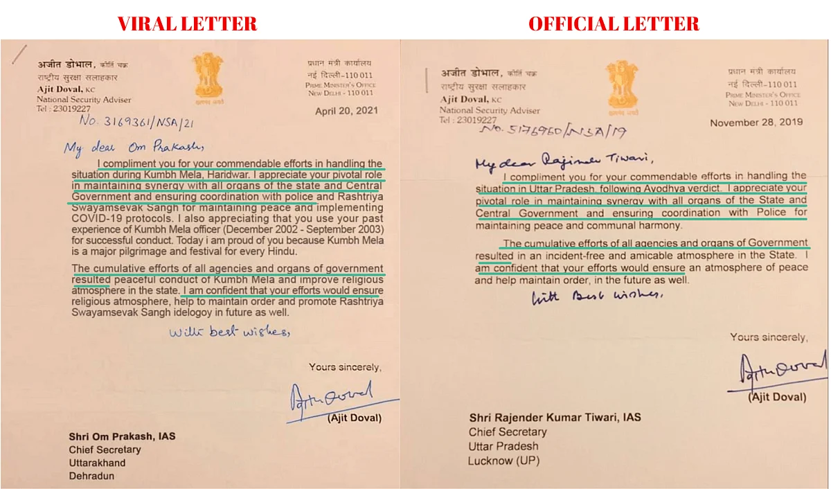 Left: Viral letter. Right: Official letter.