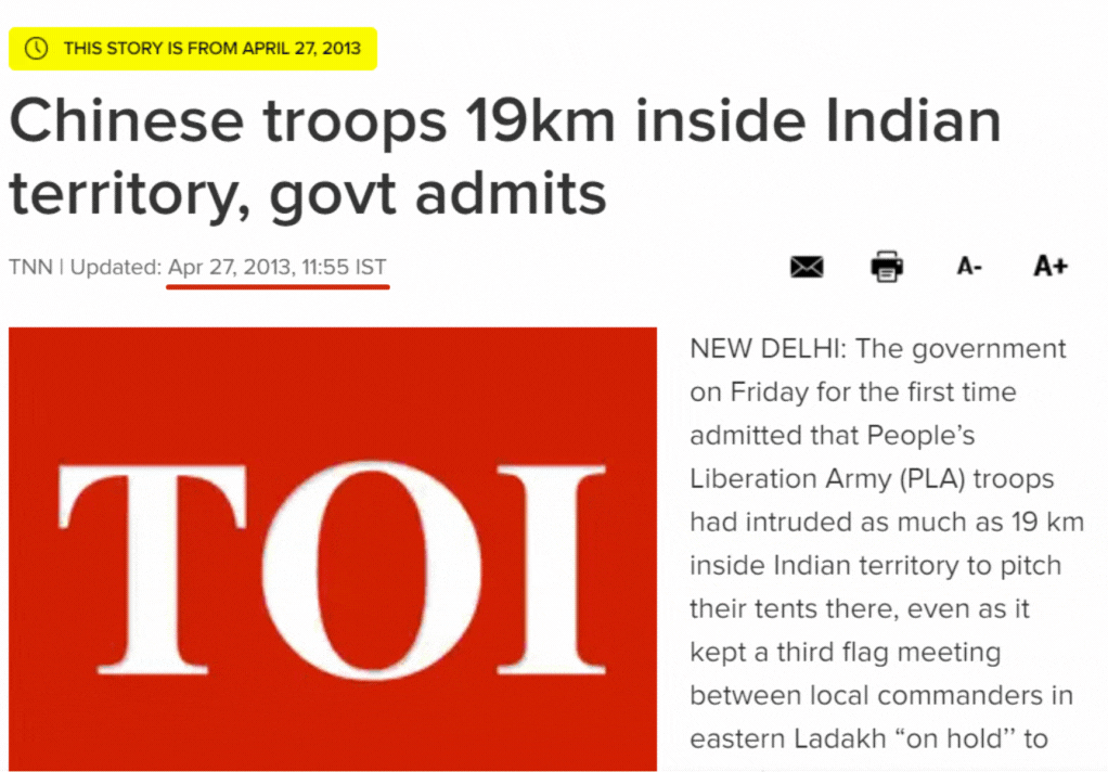 Social Media Users Revive 2013 Article on China’s Incursion at LAC