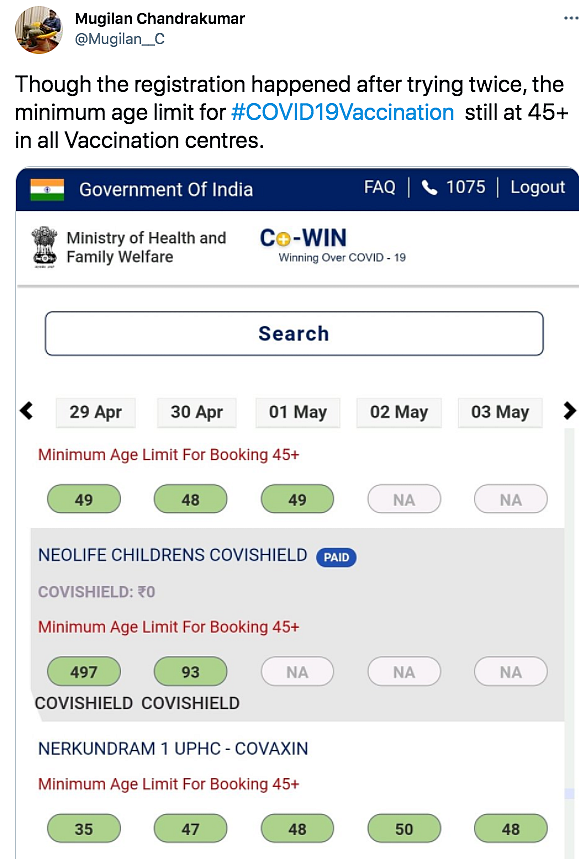 Nearly 1.33 Crore Register on CoWIN for COVID Vaccination on Day 1