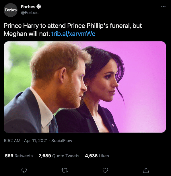 Pregnant with her second child, Meghan Markle has decided to not attend Prince Philip’s funeral on 17 April.