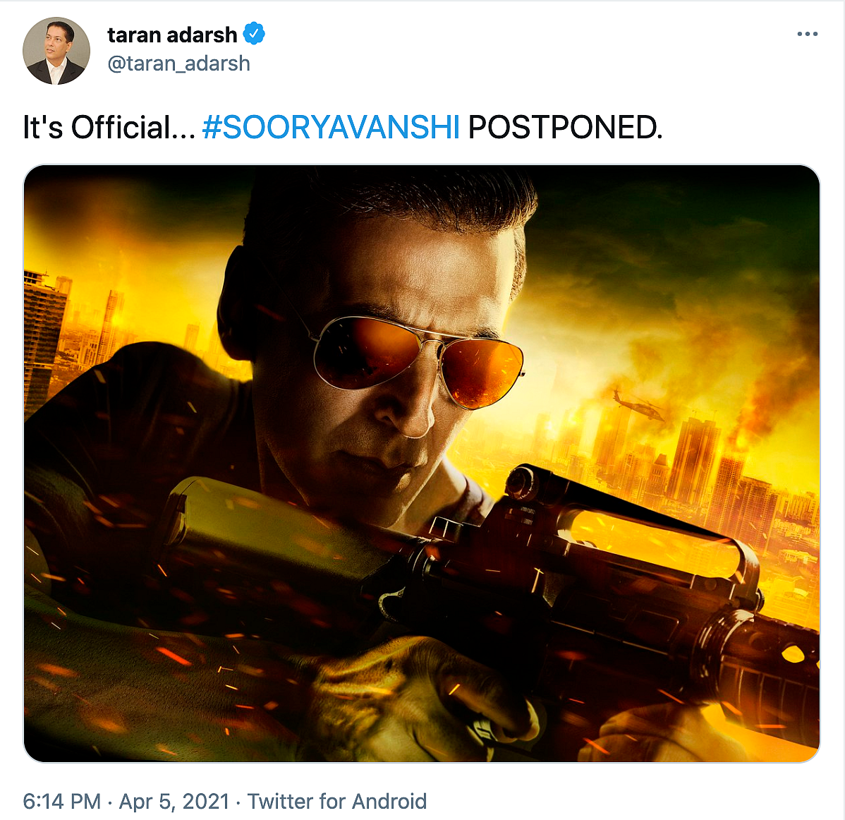 <i>Sooryavanshi</i> release postponed.