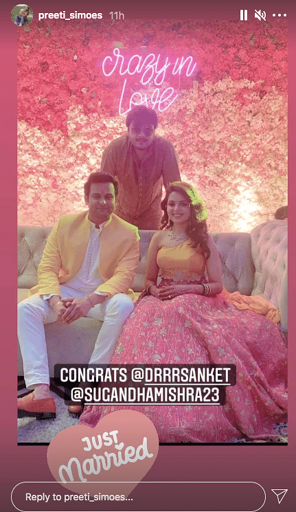 TV producer Preeti Simoes shared a photo from the engagement ceremony.
