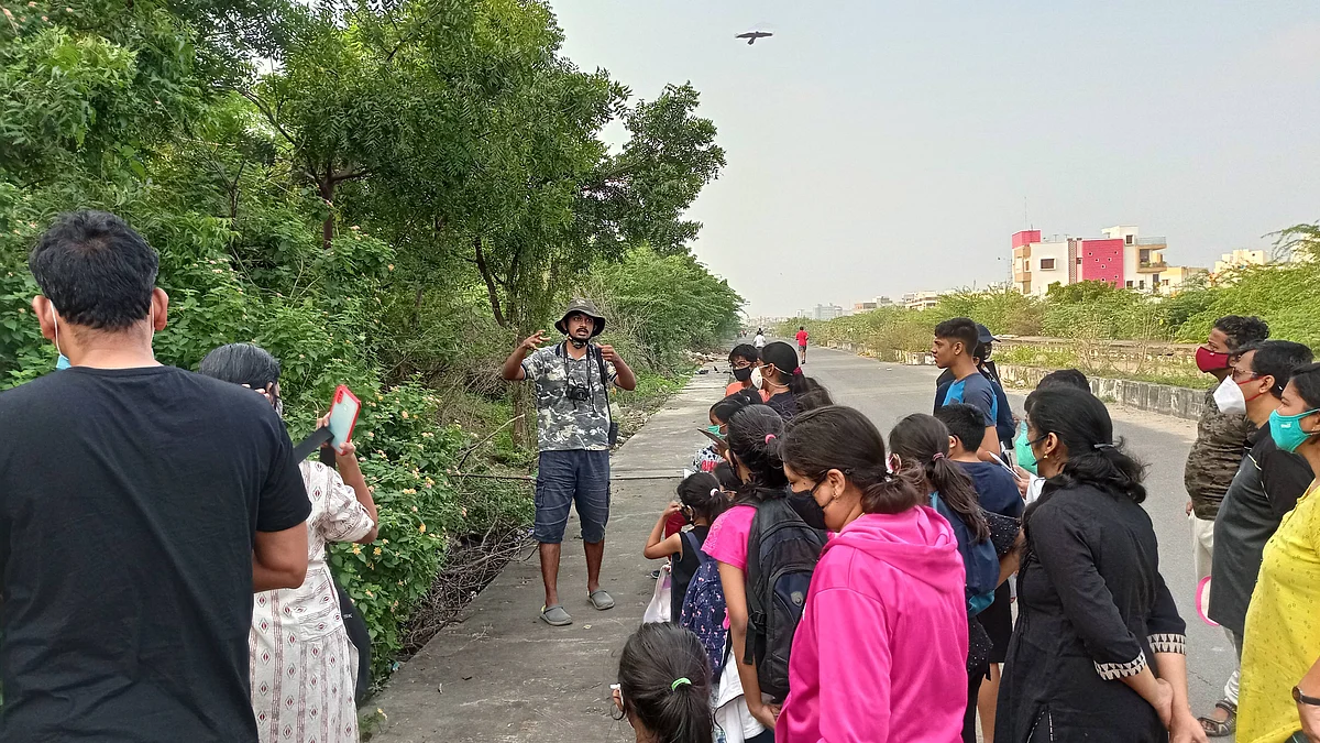 Yuvan Aves during an urban wilderness walk at Velachery.
