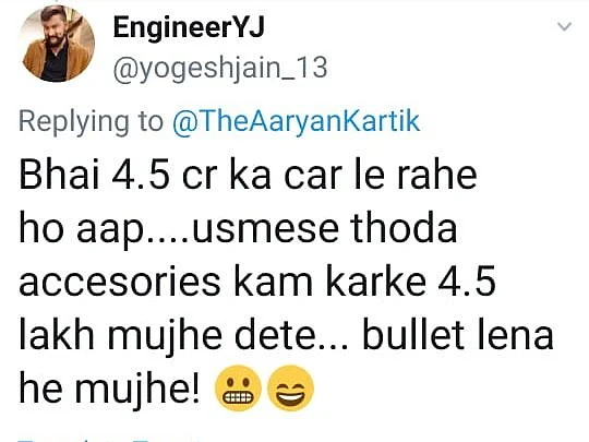Kartik Wants You to Know How Much His Luxury Car Actually Cost