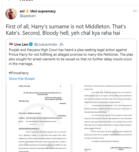 Punjab Woman Tries to Take Prince Harry to Court, Twitter Reacts