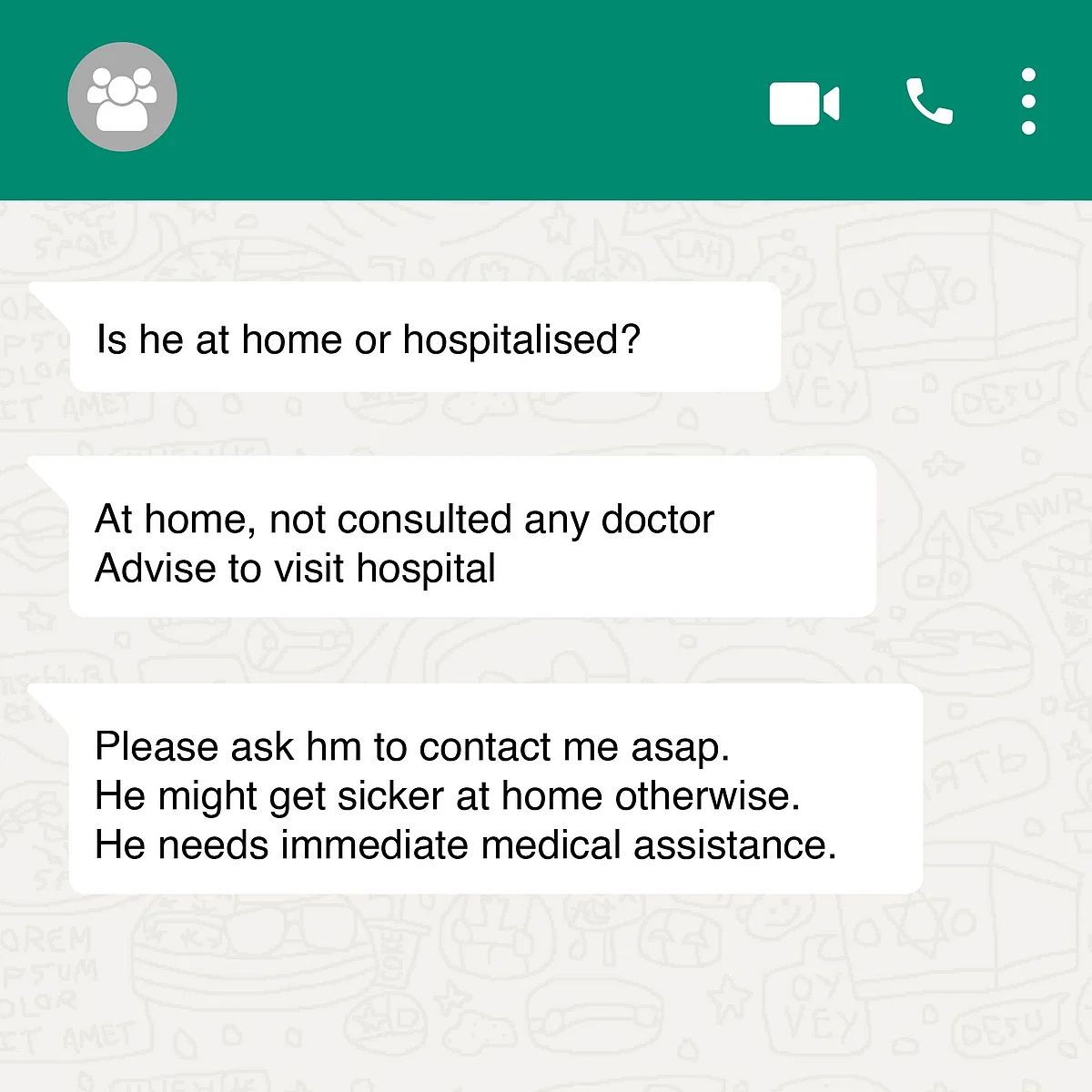 Recreation of a message in the whatsapp group Oxygen of Life. 