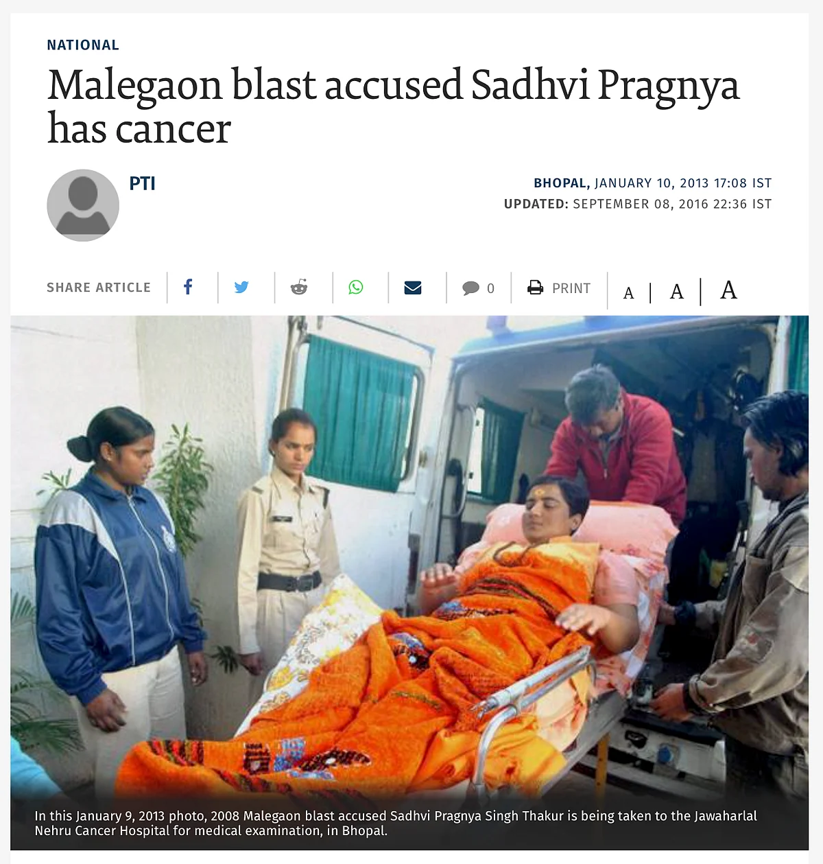 2013 Image of BJP MP Pragya Thakur Shared With a Misleading Claim