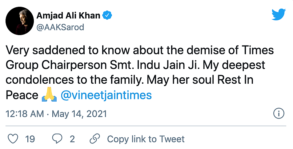 Times Group Chairperson Indu Jain Passes Away, Tributes Pour In