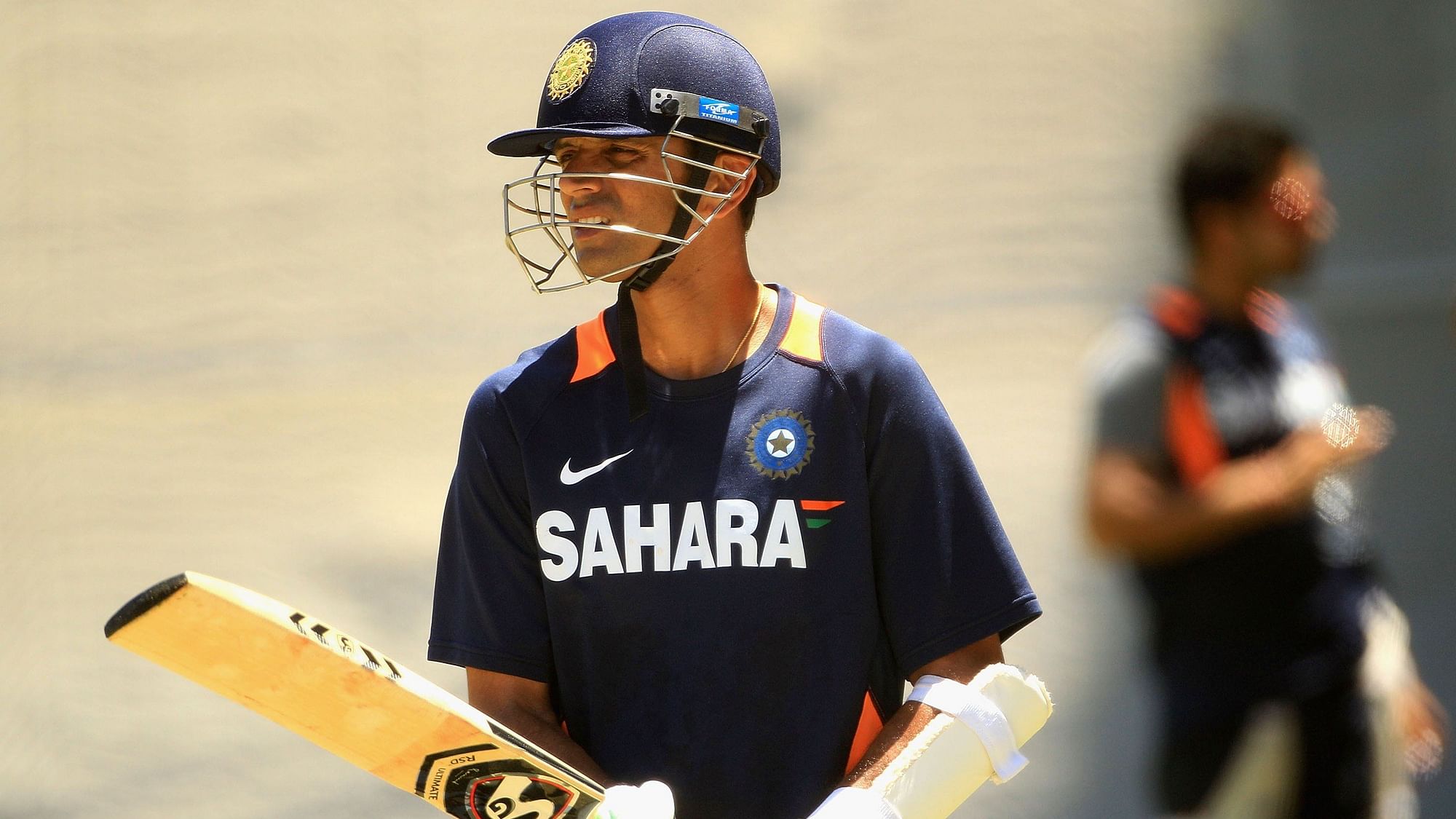 Rahul Dravid during a net session for India.&nbsp;