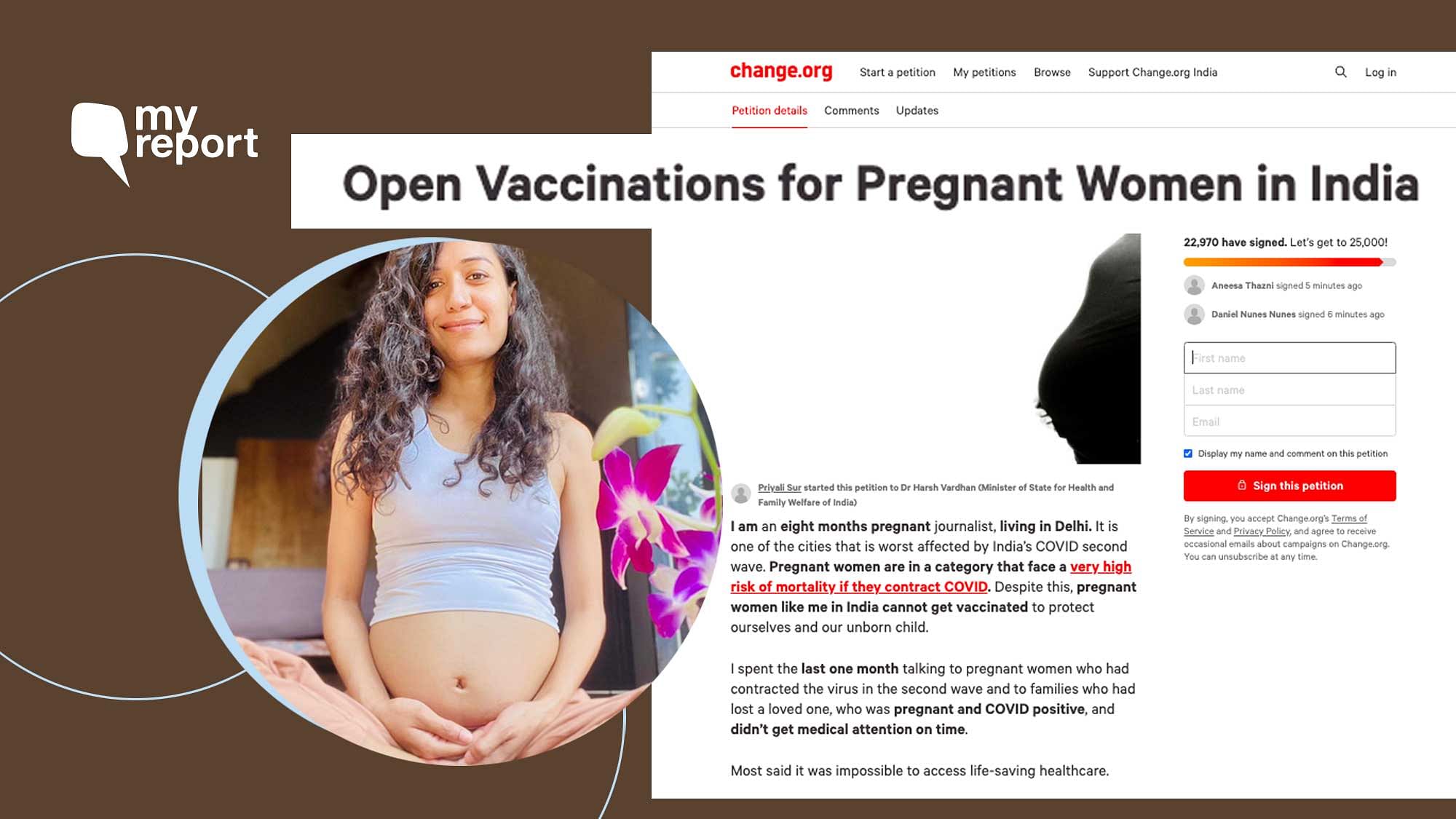 Priyali Sur is petitioning for COVID vaccines to be available to pregnant women.