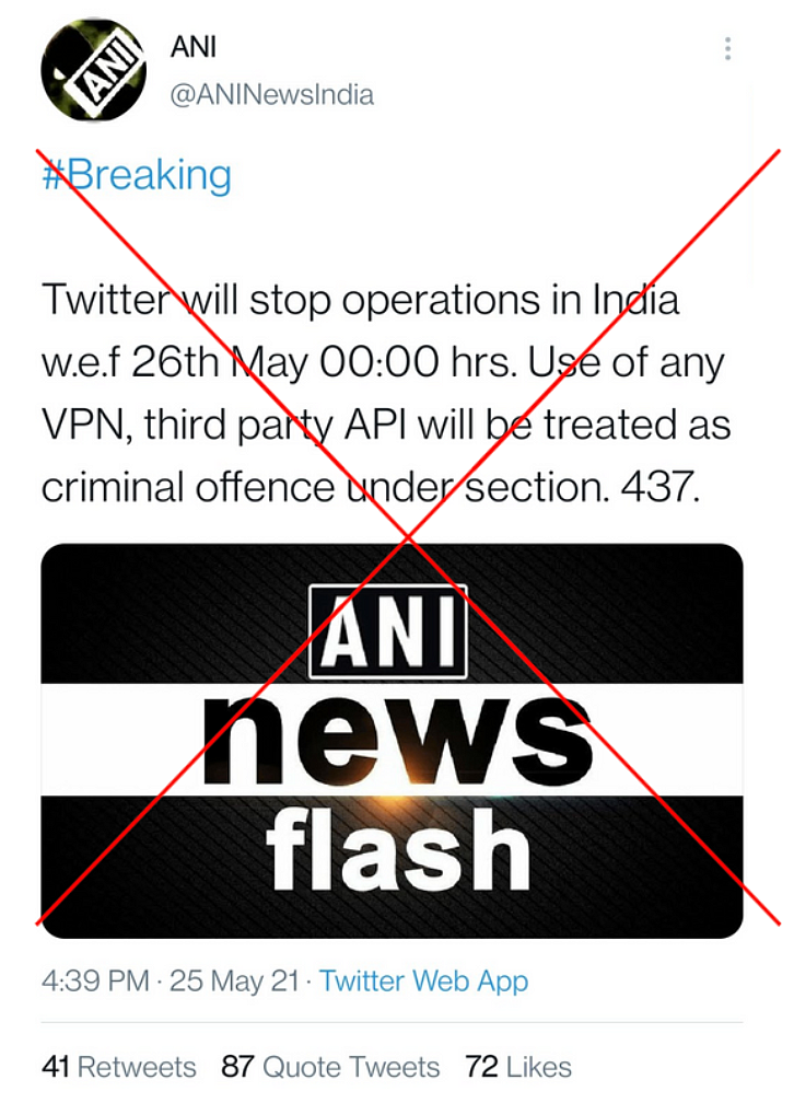 Users Fall for ANI’s Fake Account Saying Twitter Shutting in India