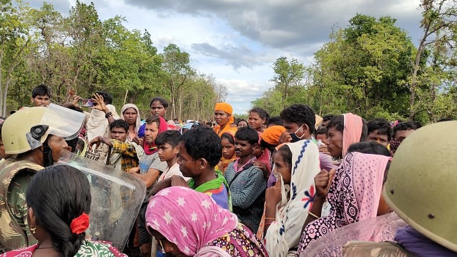 Protest Site at Silger Village where tribals gathered in thousands to protest against the police camp.