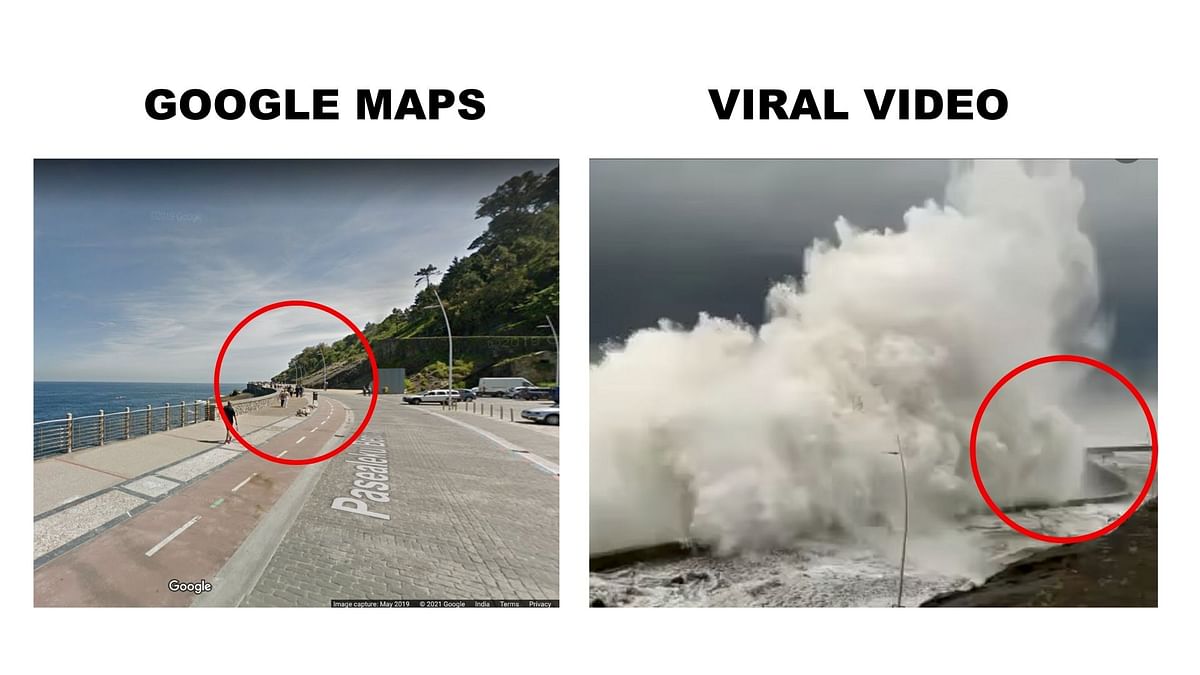 Left: Street view on Google Maps. Right: Viral video.