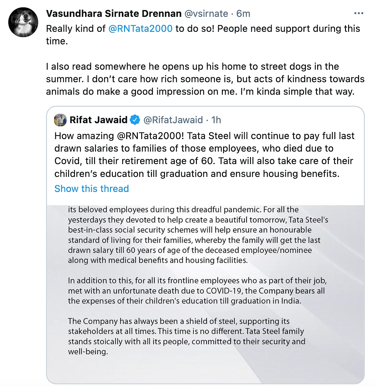 Tata Steel's New COVID-19 Healthcare Policy Wins Hearts on Twitter