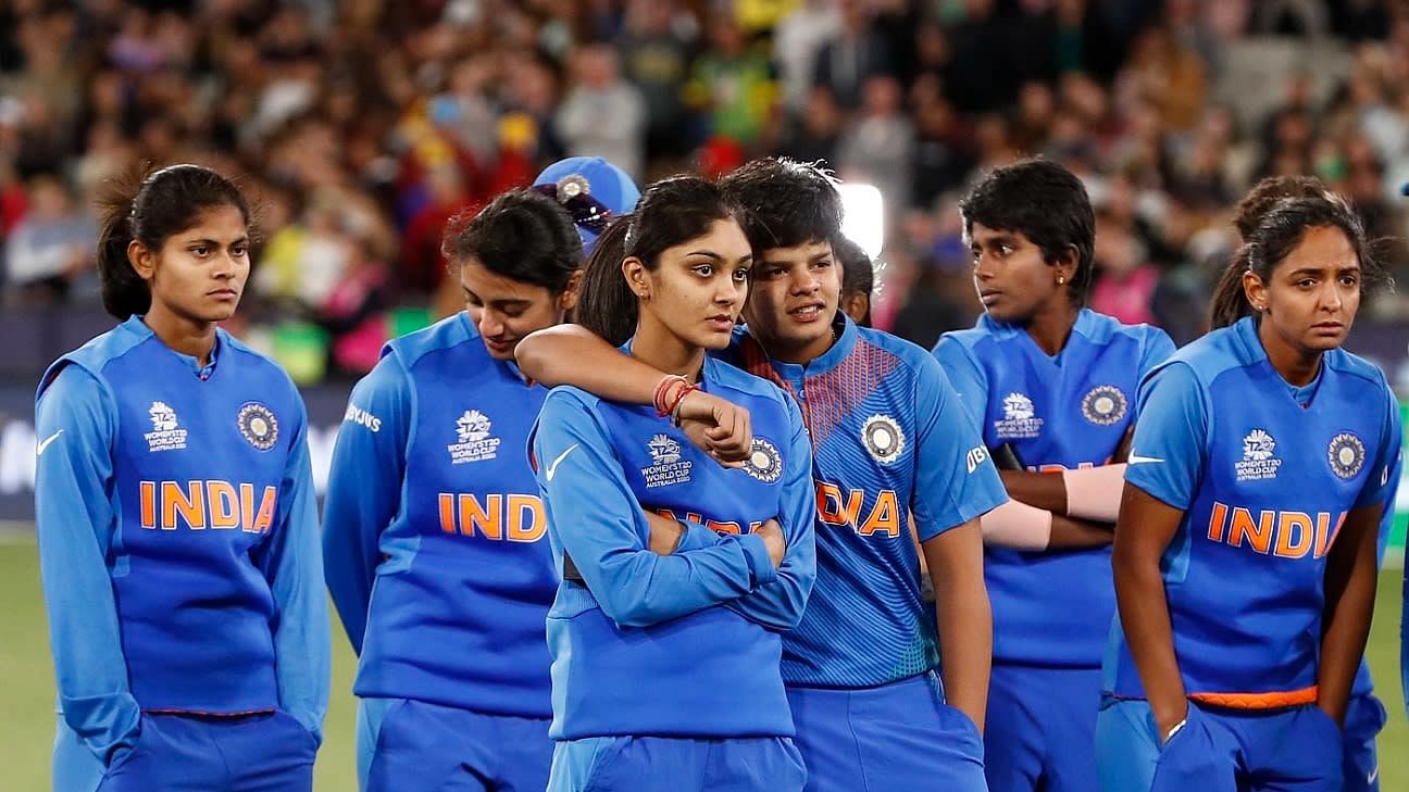 The Indian women’s cricket team after the T20 World Cup Final in Melbourne&nbsp;